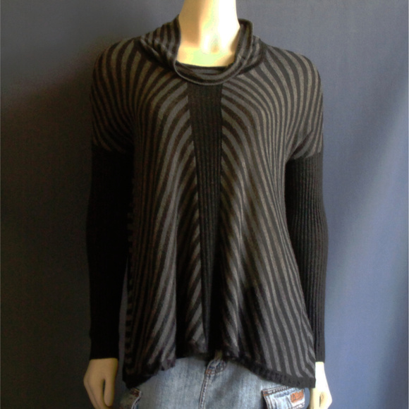 Eileen Fisher Sweaters - Eileen Fisher Gray Striped Cowl Neck Sweater XS